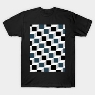 Black, Blue and White, Cube, Geometric T-Shirt